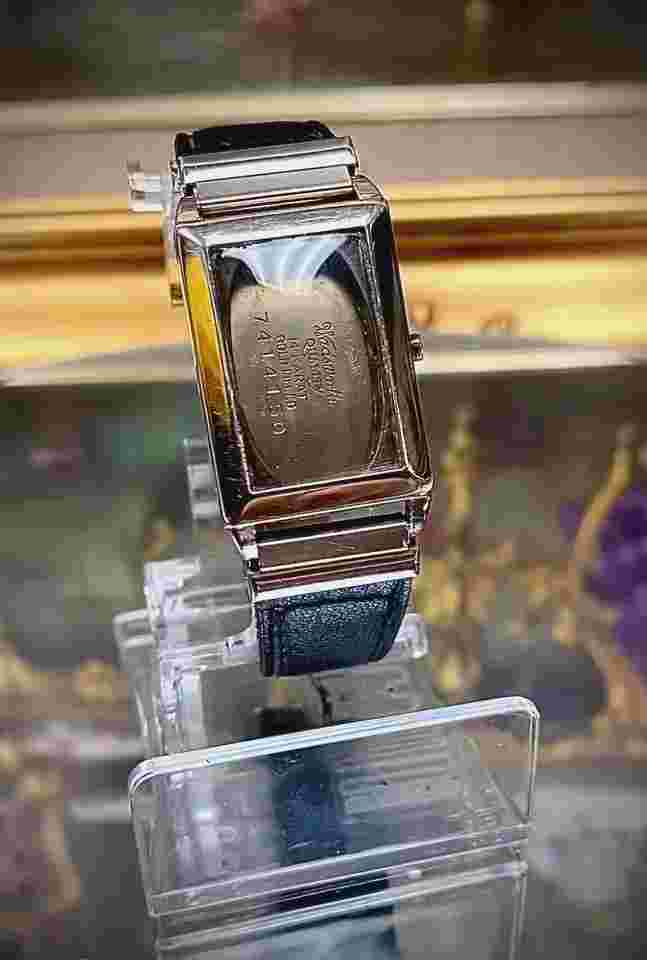 1940's MEN'S 14kt Wadsworth RECTANGLE GF Gold Filled Wrist Watch case w/strap!!