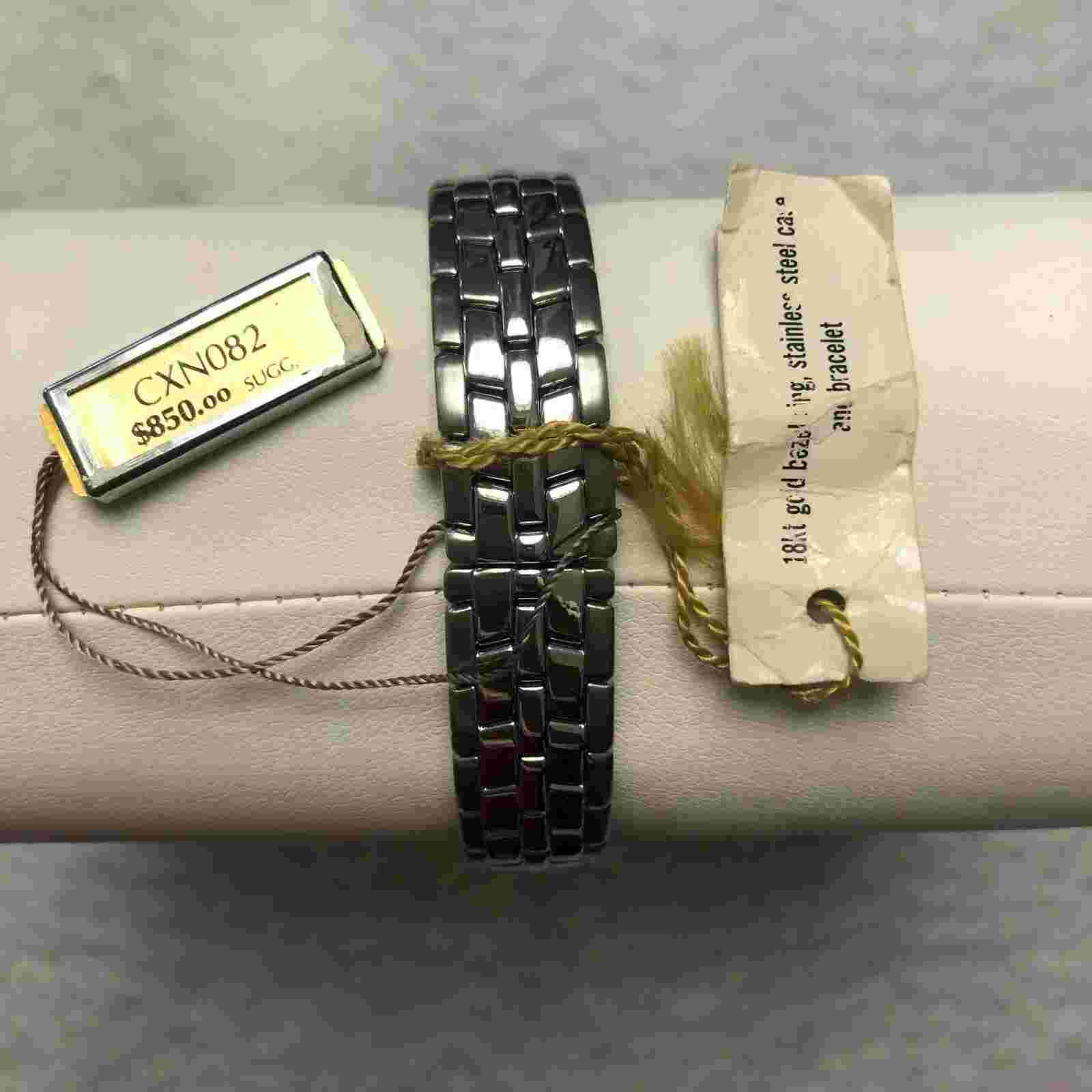 LASSALE LADIES WATCH *NEW* 18K GOLD BEZEL RING SS CASE/BRACELET R//$850 CXN082