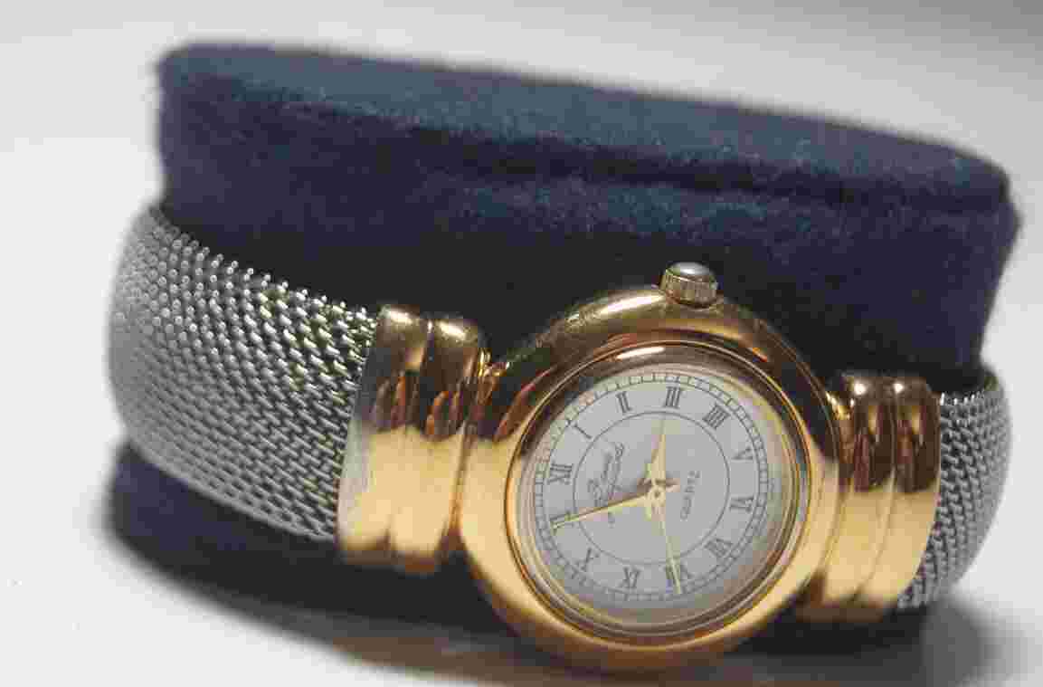 Pierre Jacquard Women's Watch Quartz Silver band Gold Accents and Face