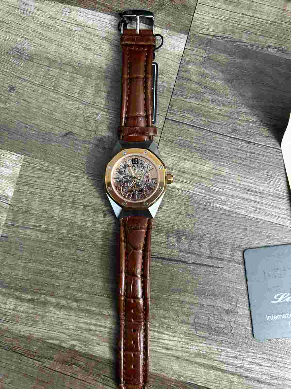 Louis Bolle Automatic Men's Brown Leather Gold Dial Watch