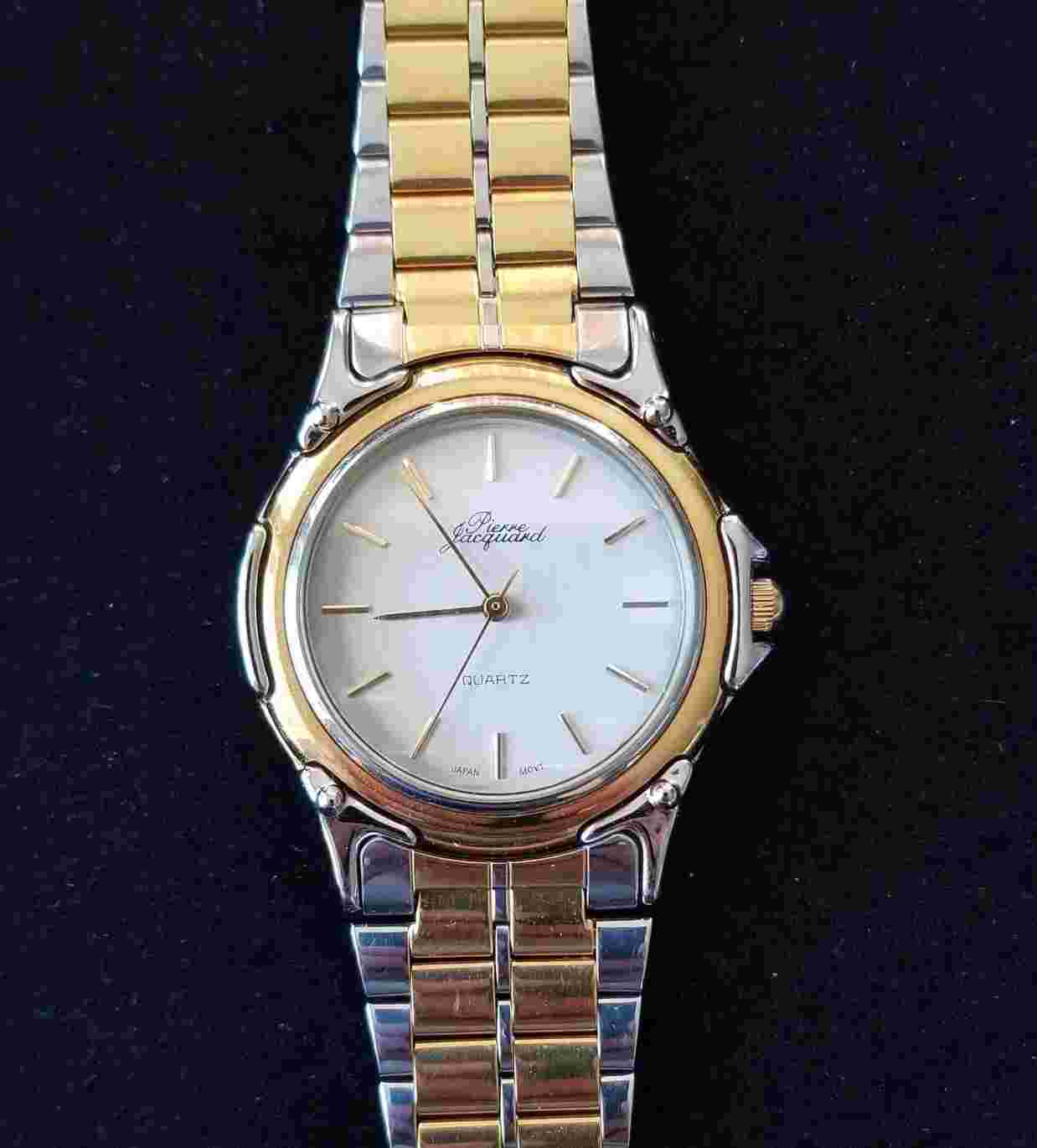 Pierre Jacquard Two Tone Watch  Adjustable Link Band 6"-8"  New Battery