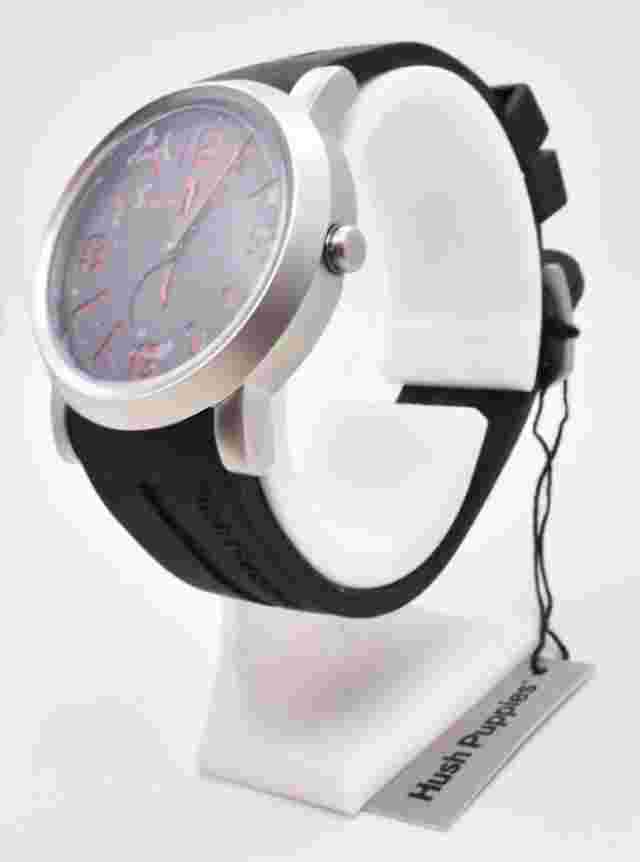 Hush Puppies Men's Stainless Steel Water Resistant Watch With Black Rubber Strap