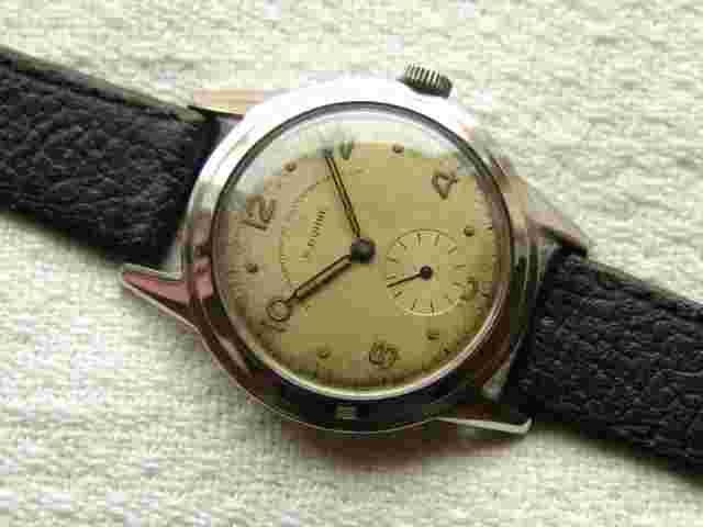 33mm VINTAGE WWII ERA MILITARY PAUL BUHRE MEN'S WRISTWATCH GOOD CONDITION