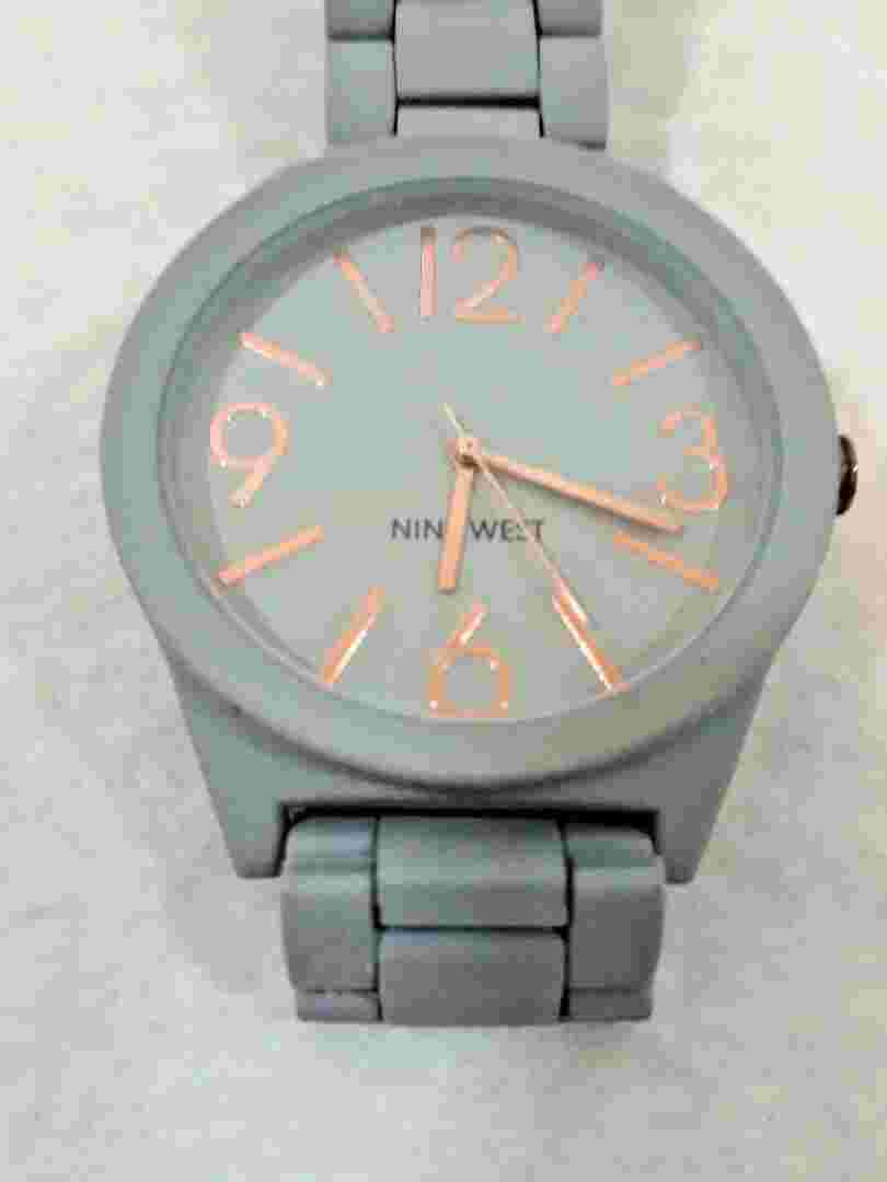 Nine West Womens Nw/1678gyrg Matte Grey Rubberized Bracelet Watch