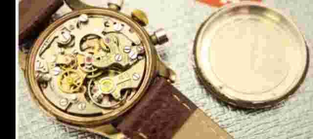 Lemania Chronograph 3 Register 18k Solid Rose Gold ch27 Omega Moon rare 105 Cal