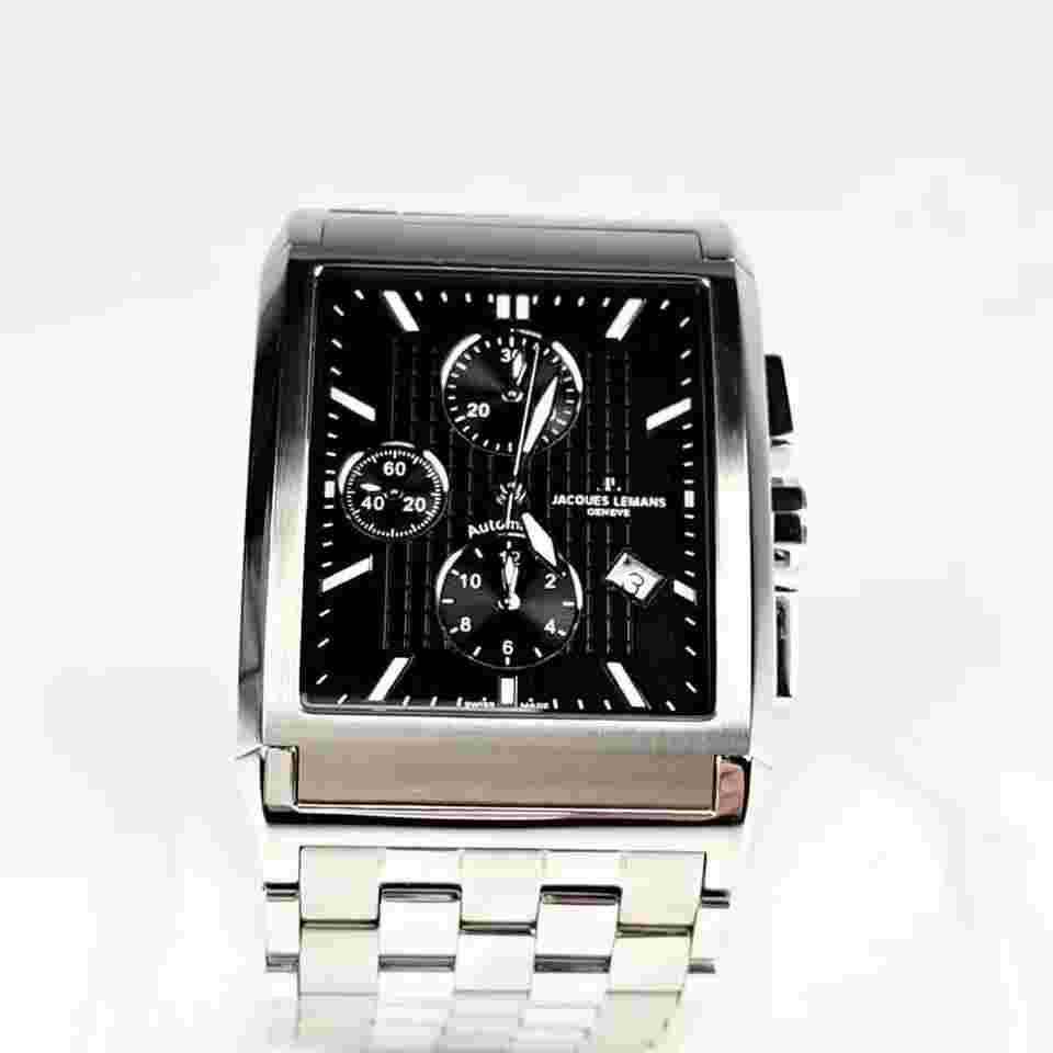 Jacques Lemans Automatic Watch G187 Large Rectangle Sapphire Crystal Box Geneve