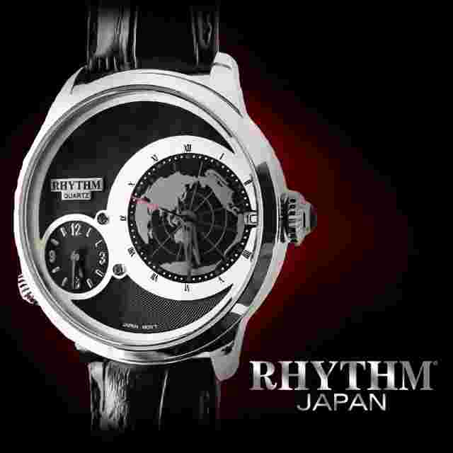 Rhythm I1503L02 Men's Watch 44x50mm Stainless Steel Case Leather Band 5 ATM