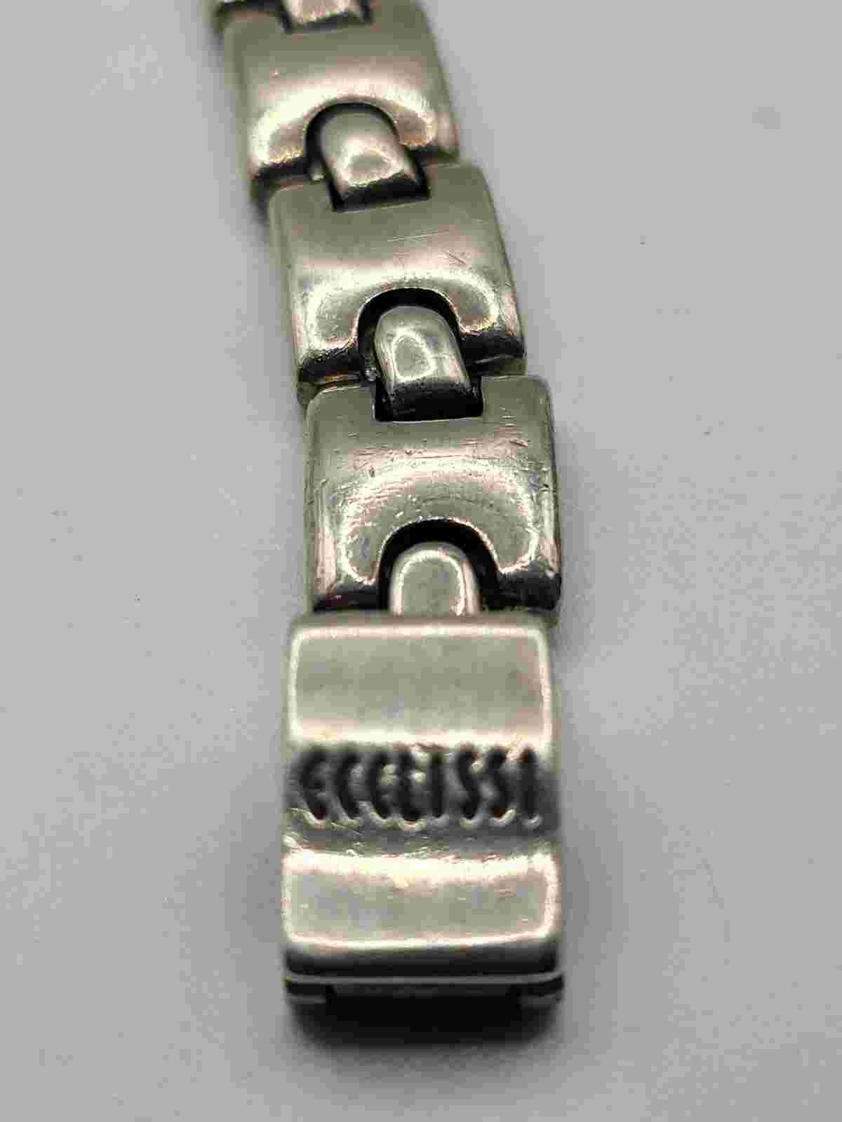 ECCLISSI 925 Sterling Silver Rectangular Watch Chain Band Heavy 73g New Battery