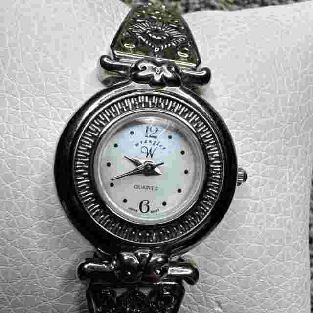 Vtg Wrangler Watch Women 24mm Silver Tone Scroll Stretch Band New Battery