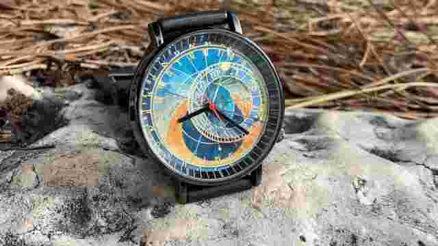 Prague Astronomical Wristwatch Flat Earth Orloj Map Watch Czech Astrolabe Gift