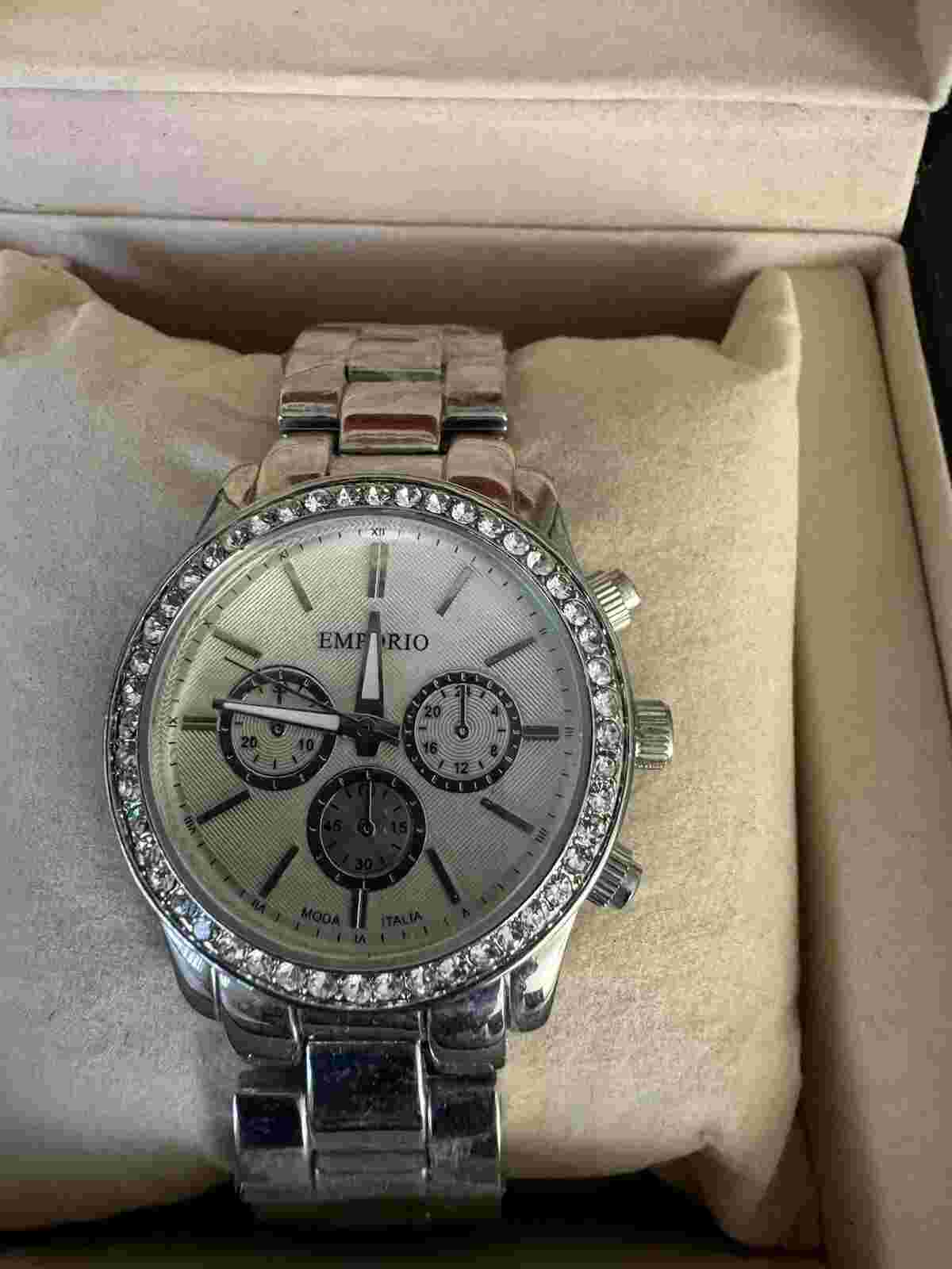 New Emporio Moda Italia Men's Watch/Box/Silver Tone