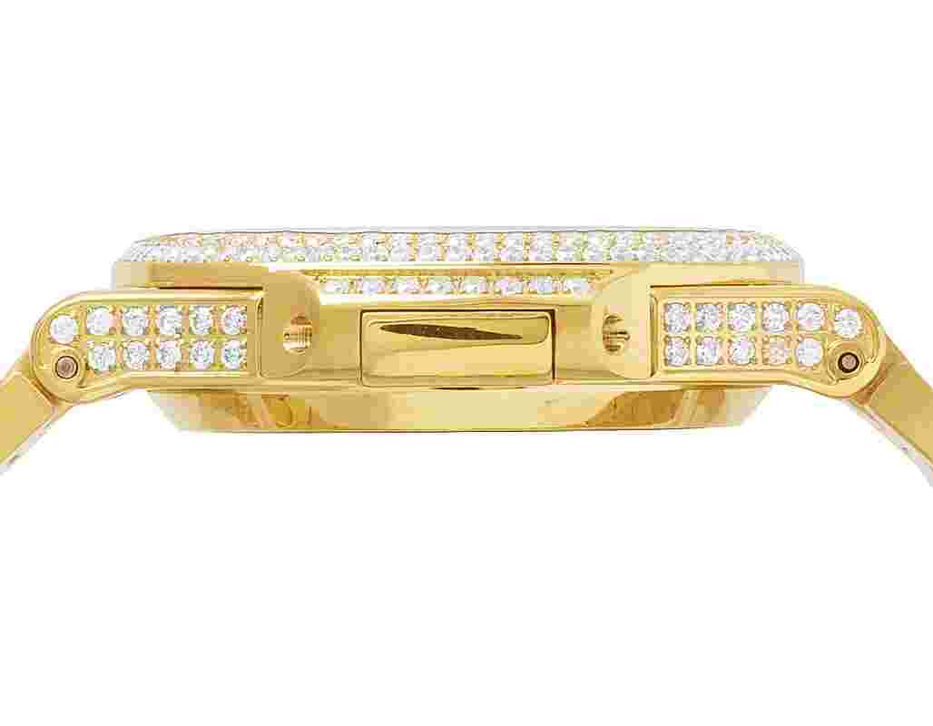 Mens Iced Yellow Stainless Steel 40MM PP Cubic Zirconia Watch