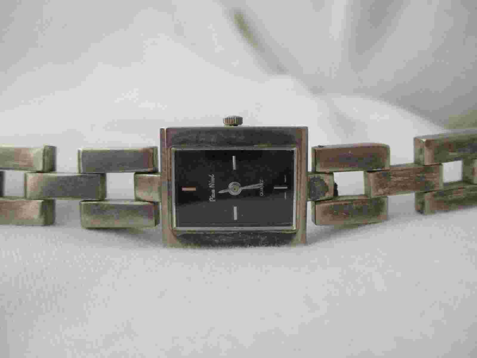 Pierre Nicol Rectangle Watch, Silvertone Metal Link Band, Guaranteed to Work!
