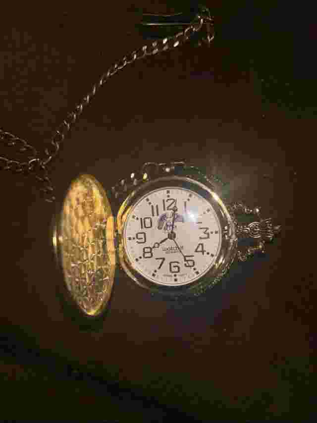 Gold-Tone Bald Eagle Pocket Watch - 15" Gold Tone Chain