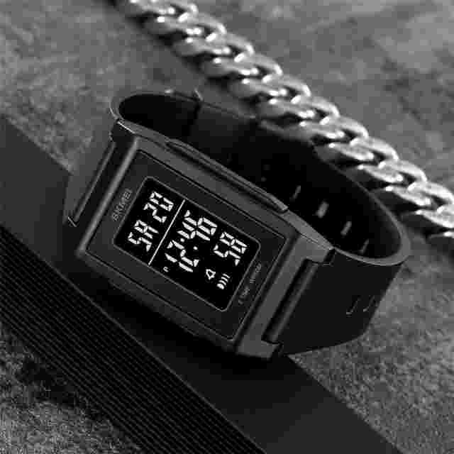 SKMEI Men Rectangle Watch Electronic Digital Chronograph Wristwatch LED Watches