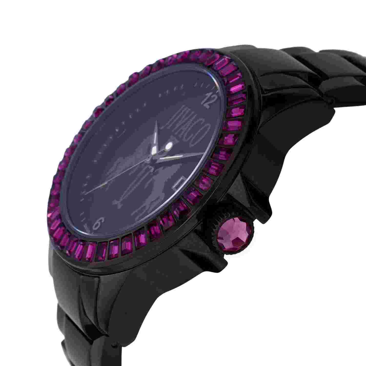 JIVAGO “FOLIE” COLLECTION DATE WOMEN’S WATCH PURPLE GENUINE CRYSTALS. BRAND NEW.