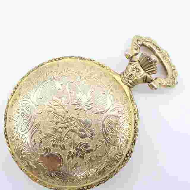 Vintage Watch It Pocket Watch Gold Tone Stainless Steel Classic Eagle White Dial