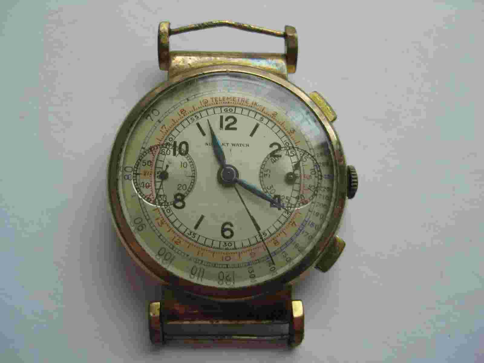 Vintage Nicolet Telemeter Scale WW2 Chronograph Watch Wristwatch Military