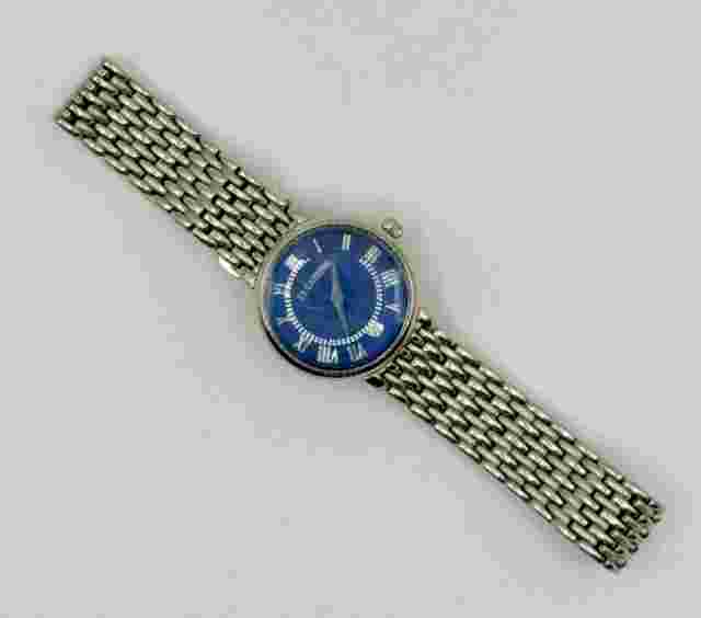 Le Chateau Women's Watch - Silver Tone Blue Sunburst Dial w/Date - New Battery