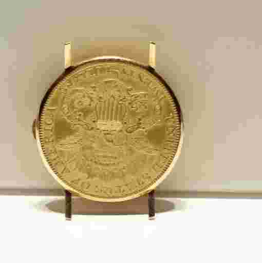 Eska $20 1897 Twenty Dollar Mechanical 18K Gold Coin Flip Watch 35mm