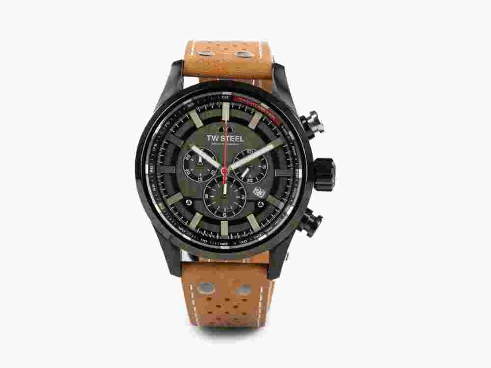 TW Steel Fast Lane Quartz Watch, Grey, 48 mm, Leather strap, 10 atm, SVS209