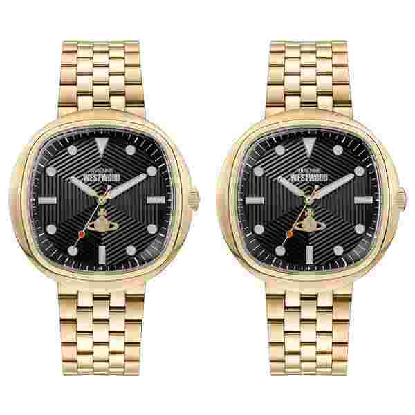 Vivienne Westwood Matching Pair Watches Set Gold Unisex 2pcs Gift Box
