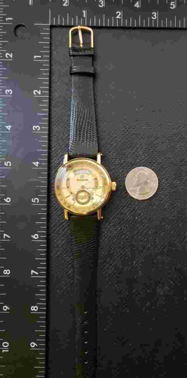 Vintage Retro Goer Auto Goldtone,Date Wheel,Beautiful Dial,New JB Lizard Band