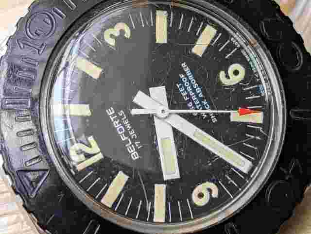 Vintage 1970's Belforte 666 FT Diver w/Pristine Dial,Warm Patina,All SS Case