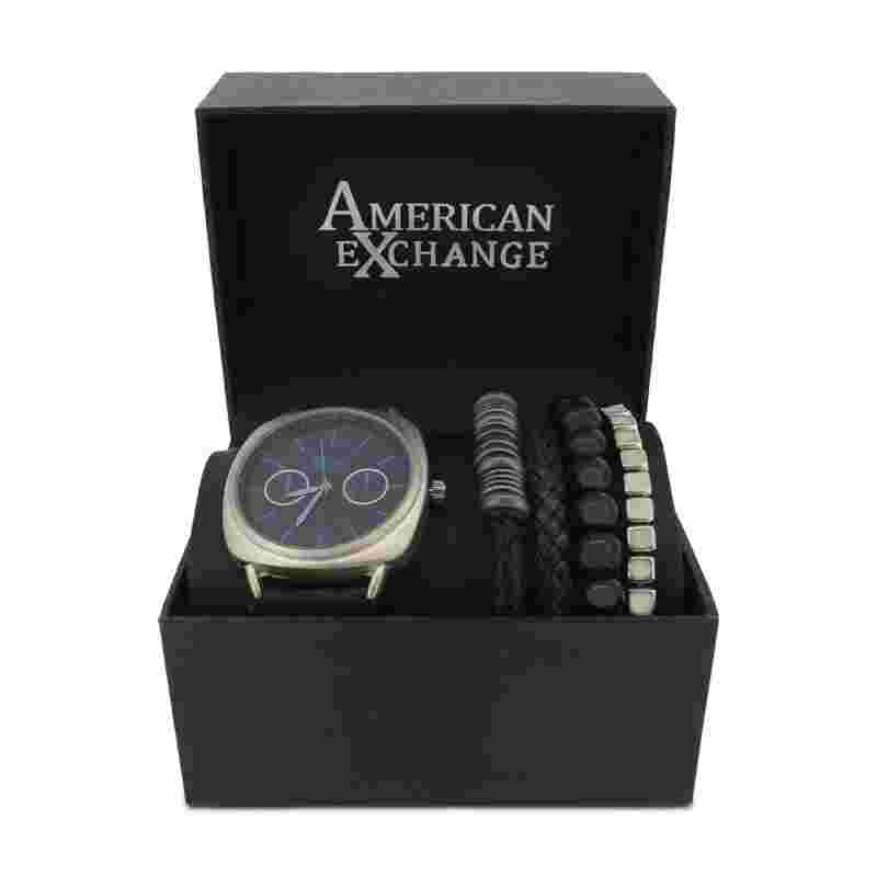 American Exchange Navy Men's Watch With Bracelets Set 5323 *Ex-Display*