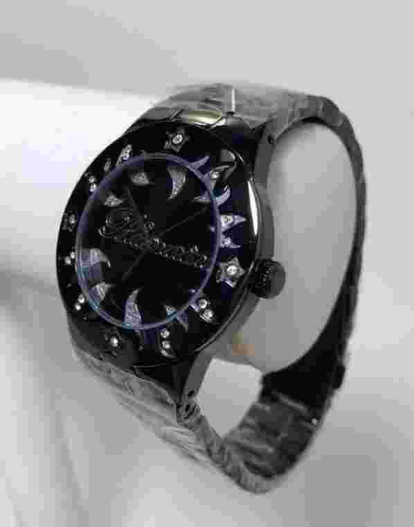 NEW Blumarine BM.3152LS/02M Womens Sun & Stars Swarovski Crystal Black Watch