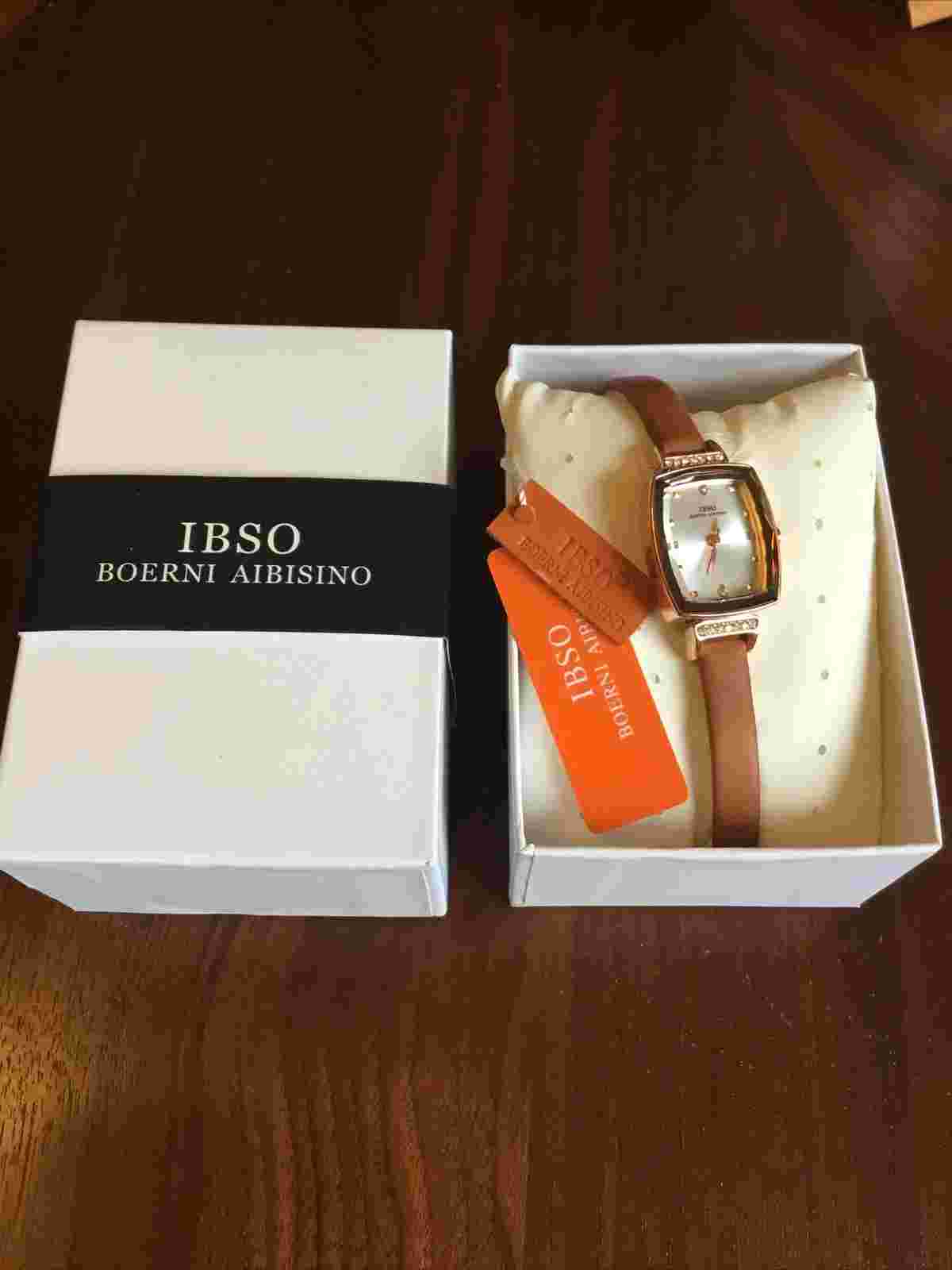 IBSO Boerni Aibisino Female Watch Leather Strap Gold Case  Fashion Wristwatch