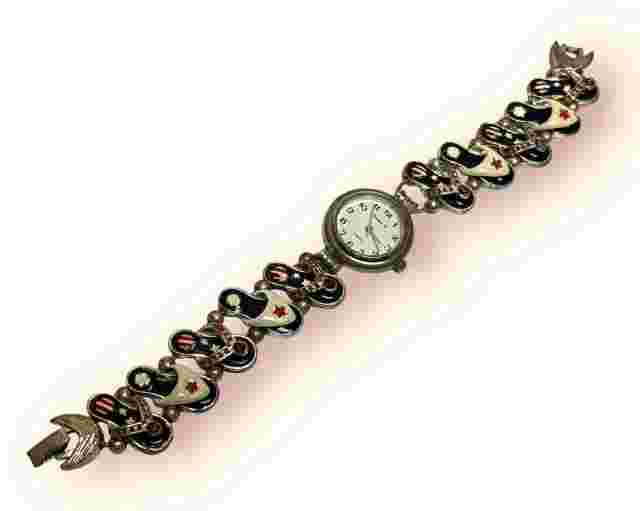 Vintage Jennie B Patriotic Flip Flop Sandal Slide Charm Bracelet Watch 7.5”