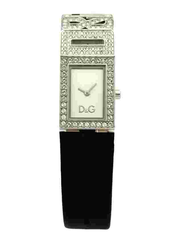 Dolce & Gabbana DW0505 Women's Shout Sparkling Stones Black Leather Strap Watch