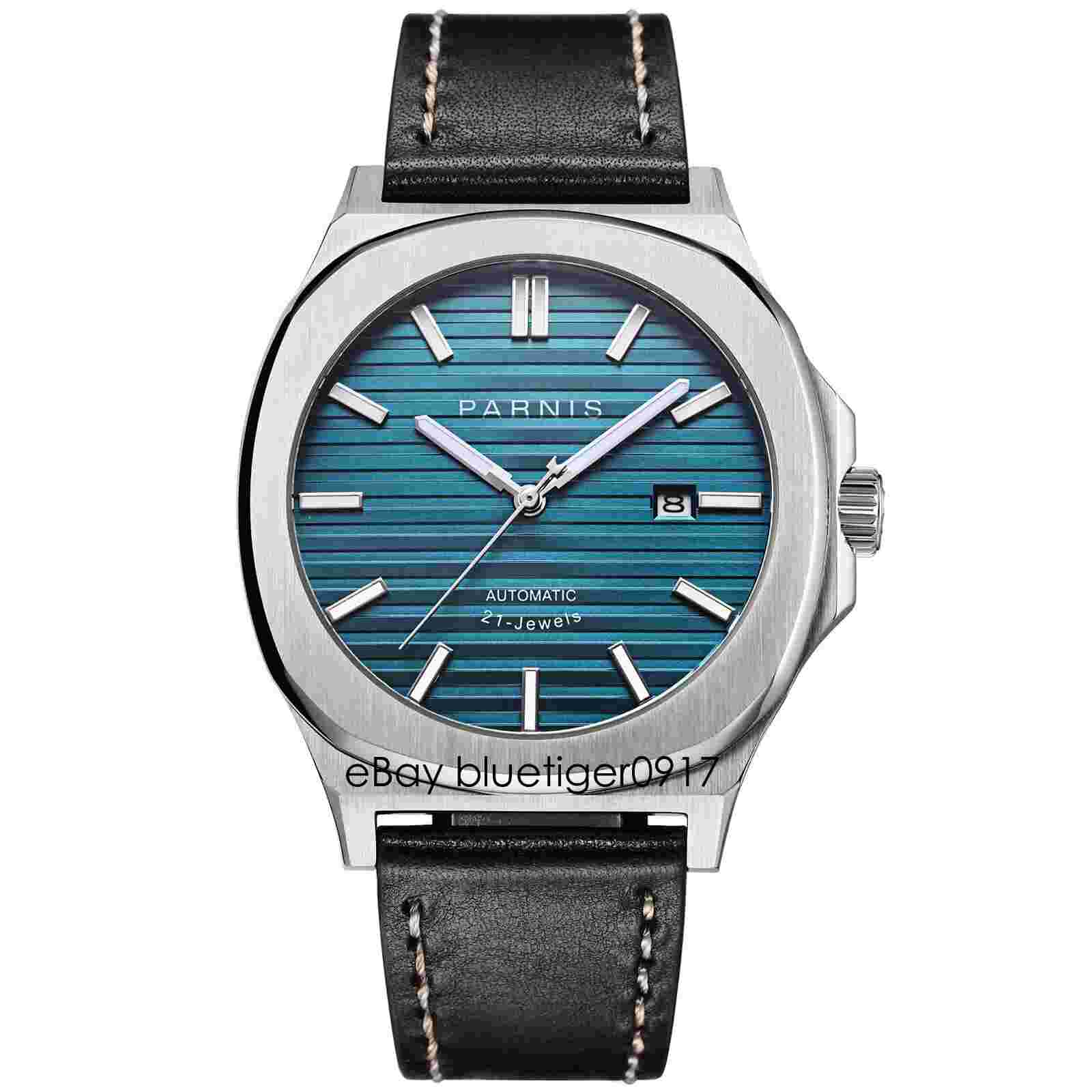 Sapphire Glass Japan Miyota Movement PARNIS 42mm Automatic Watch Date Indicator