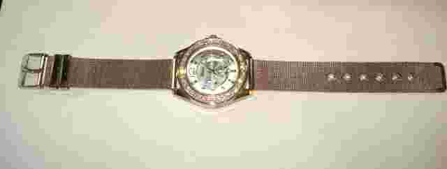 Women's Vivani  MOP Silver Tone Rhinestone Wrist Watch  #'s