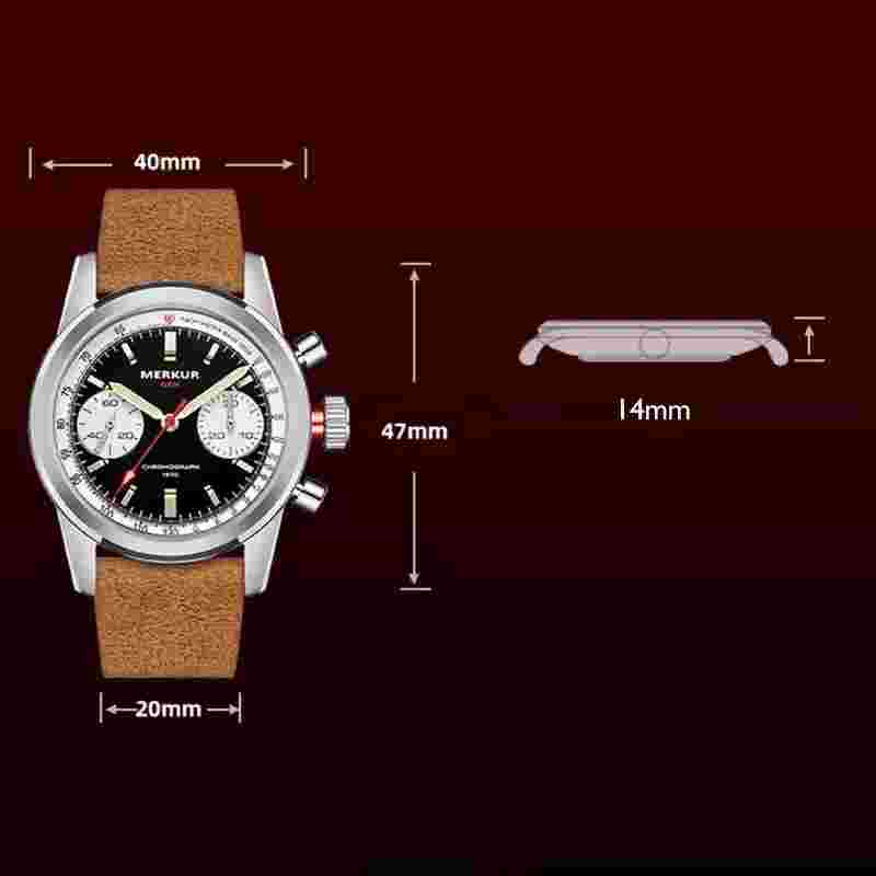 MERKUR Men Chronograph Watch Panda Hand Winding Mechanical Wristwatch TY2901