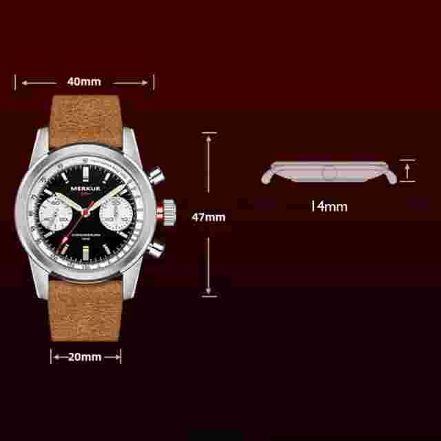 MERKUR Men Chronograph Watch Panda Hand Winding Mechanical Wristwatch TY2901