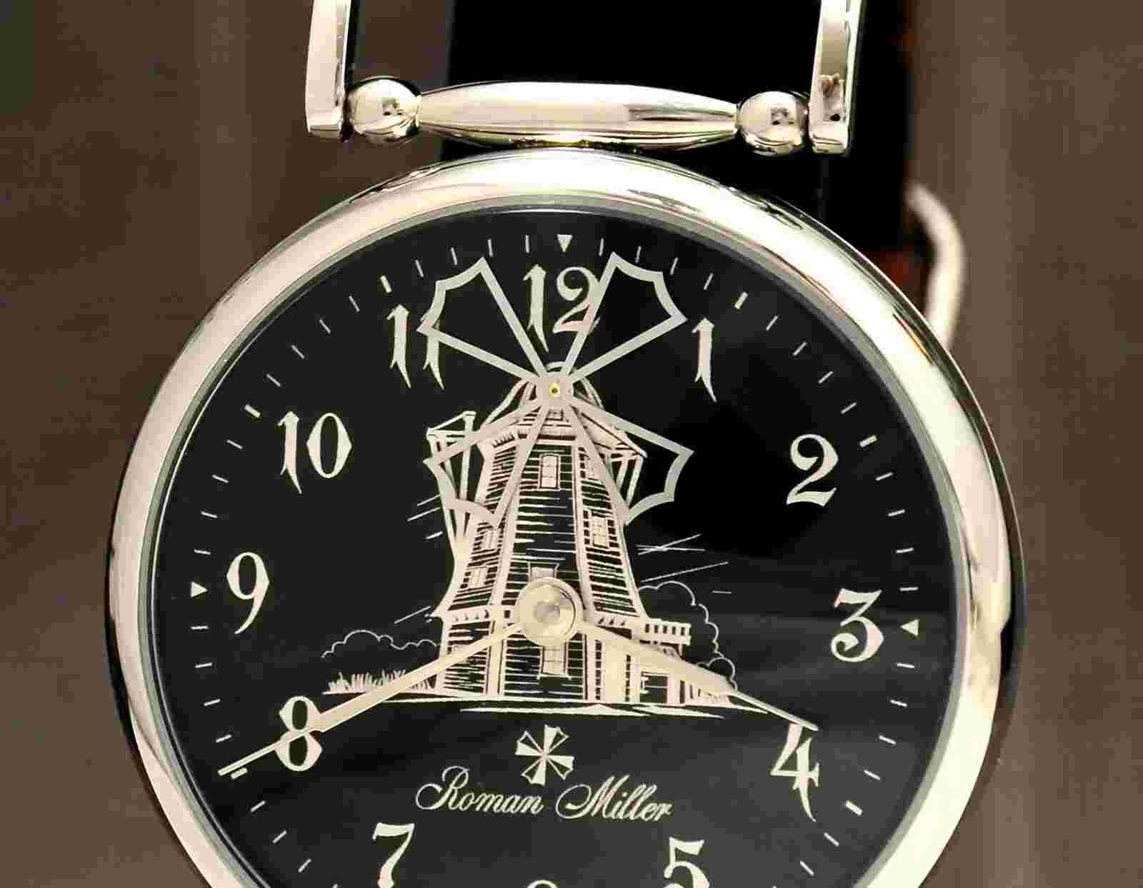 Men's wrist Watch Windmill marriage Classic watch Man Silver Watch Roman Miller
