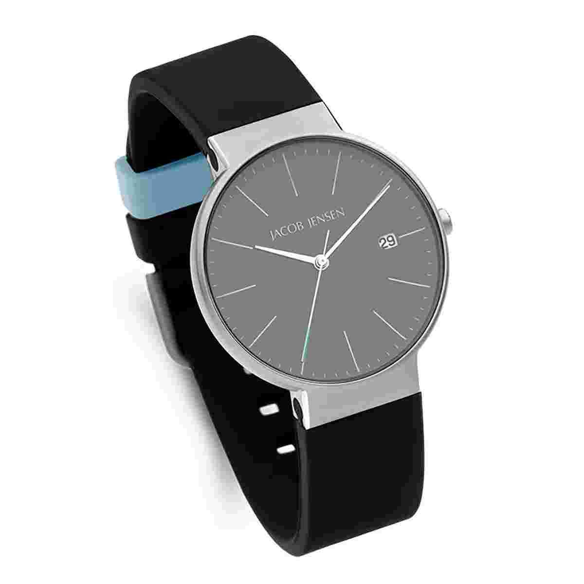 Jacob Jensen Men's Titanium Watch Quartz Black/Light Blue 182