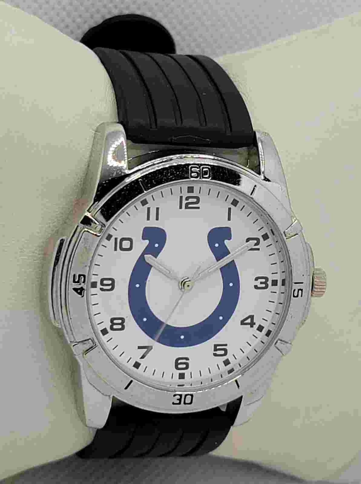Mens Game Time NFL Series Indianapolis Colts Silver Tone Case Analog Watch J9