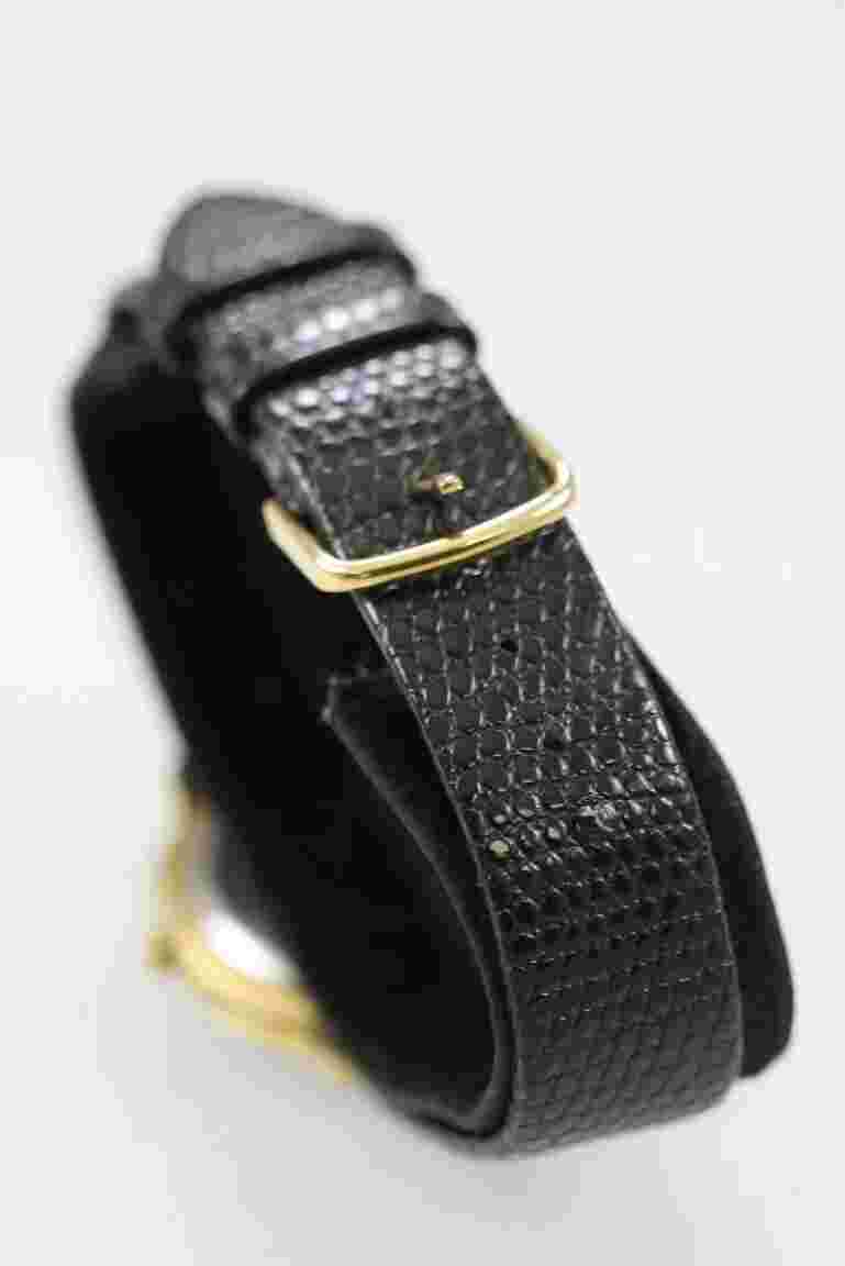 Ronica Watch Men Midsize Gold Stainless Steel WR Black Leather Battery Quartz