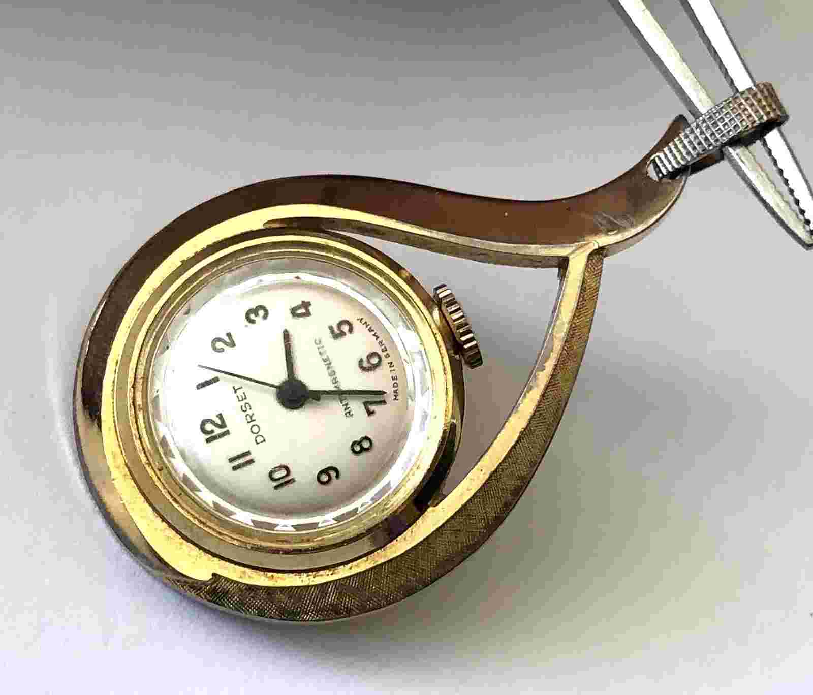 Vintage Dorset Made In Germany Wind Up Mechanical Ladies Watch Necklace Runs