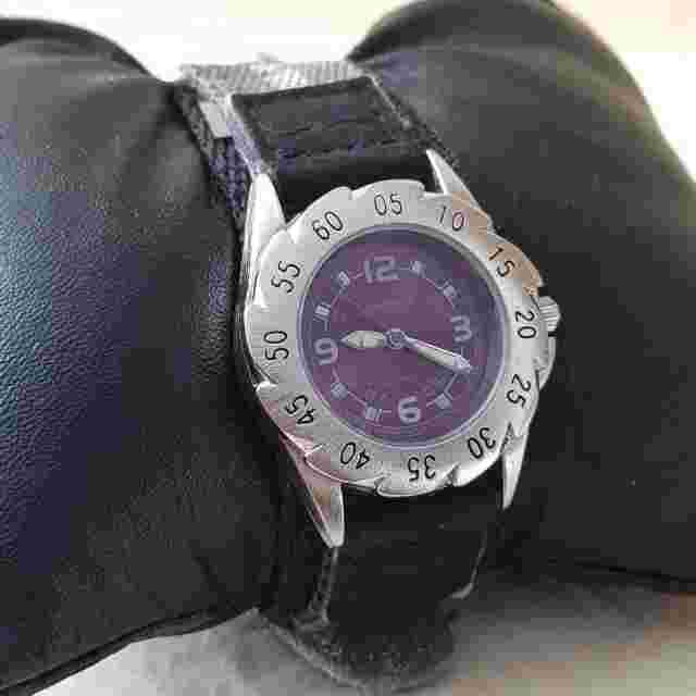 Coleman Analog Quartz Watch Purple Dial Nylon Black Band...NEW BATTERY