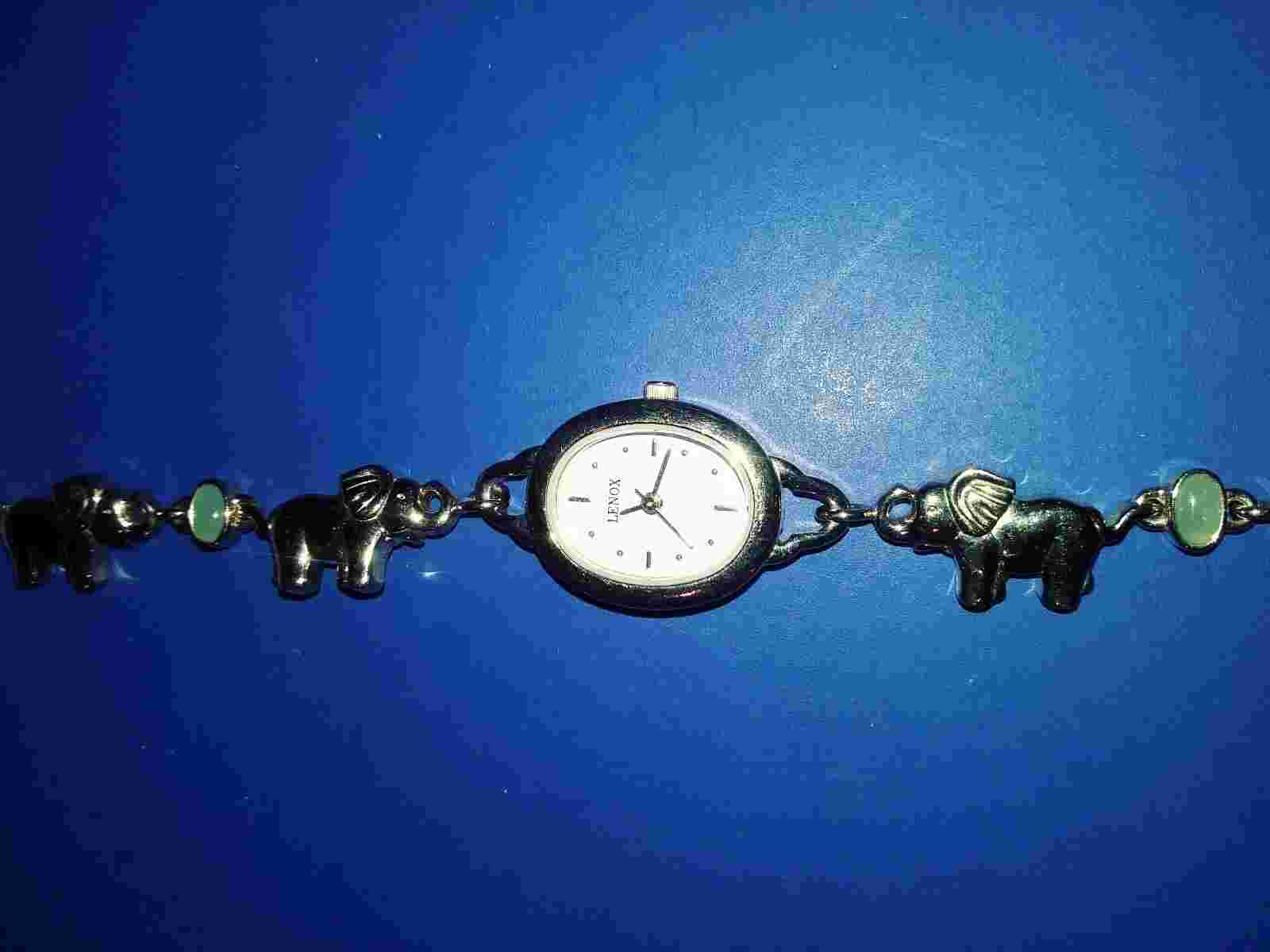 Lenox Gold Coloured Watch With Elephant Charms "7" inches long