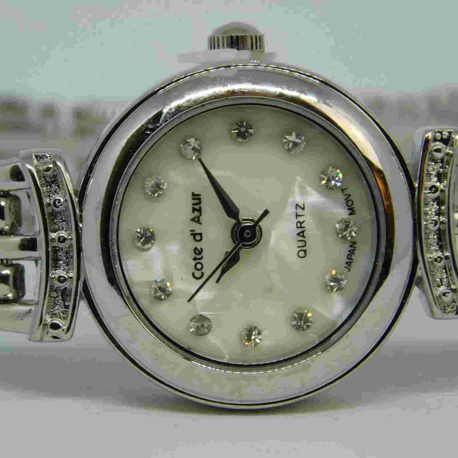 Cote d'Azur Silver Tone Quartz Analog Women's Watch Sz. 7 1/4" New Battery