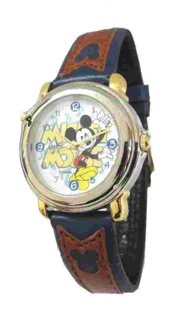 Lorus' Disney Mickey Mouse Melody Watch in Silver Tone Case/2-Tone leather Band