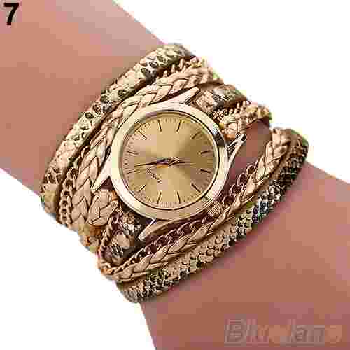 EPIC FASHION-Lady Retro Leather Band Nature Bracelet-Quartz Delicate Wrist Watch