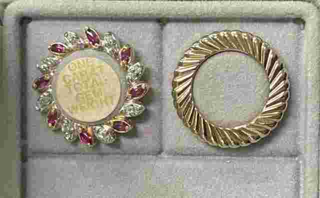 Deauville Gold-Plated, Ladies Watch w/Real Diamond & Ruby Bezel + Additional One