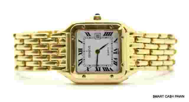 GENEVE Very Rare Cartier-Panthere Style 18K Solid Yellow Gold Wristwatch
