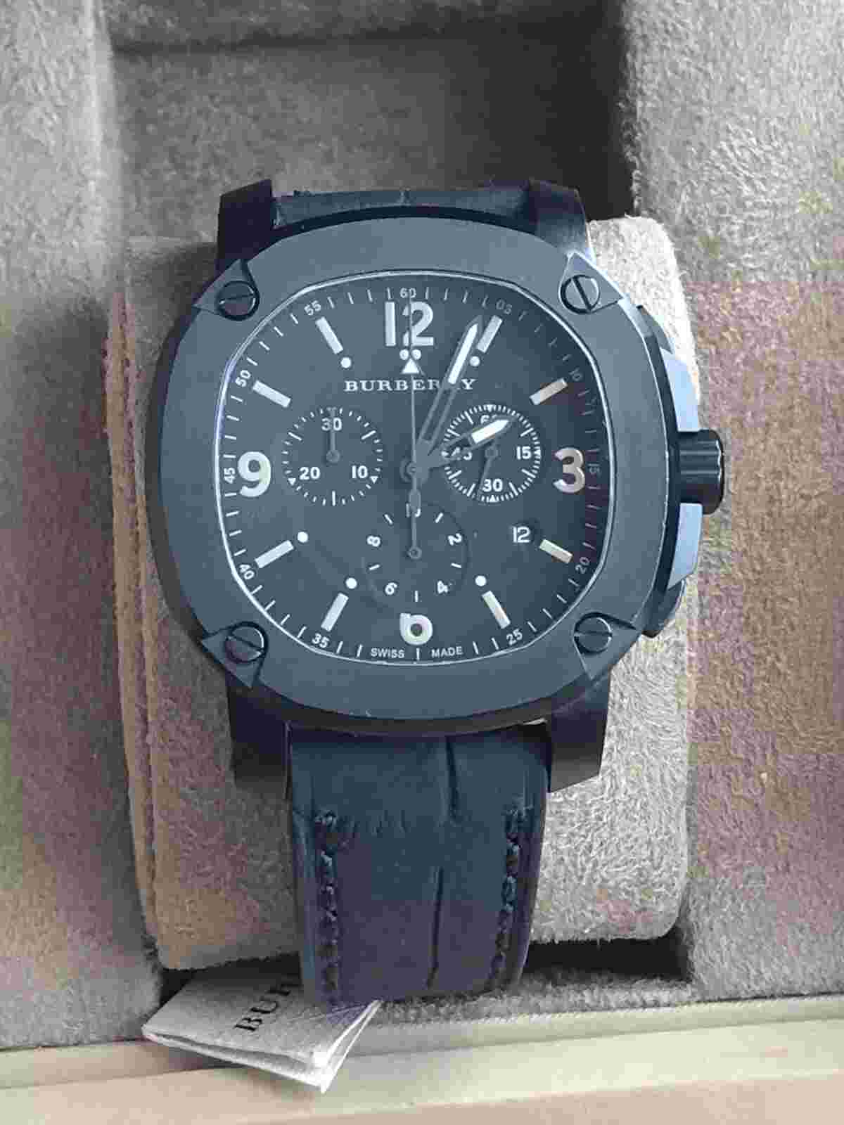 FLASH-SALE Burberry The Britain Alligator Leather Strap Watch Retail Price $1900